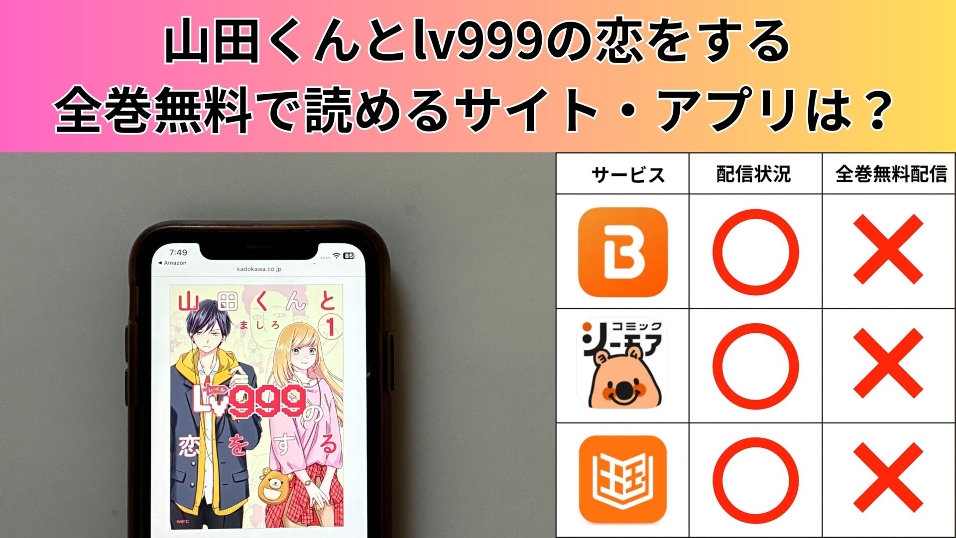 山田くんとlv999の恋をするの漫画を全巻無料で読むには？お得に読めるアプリやサイトを紹介 – ふくろうFM