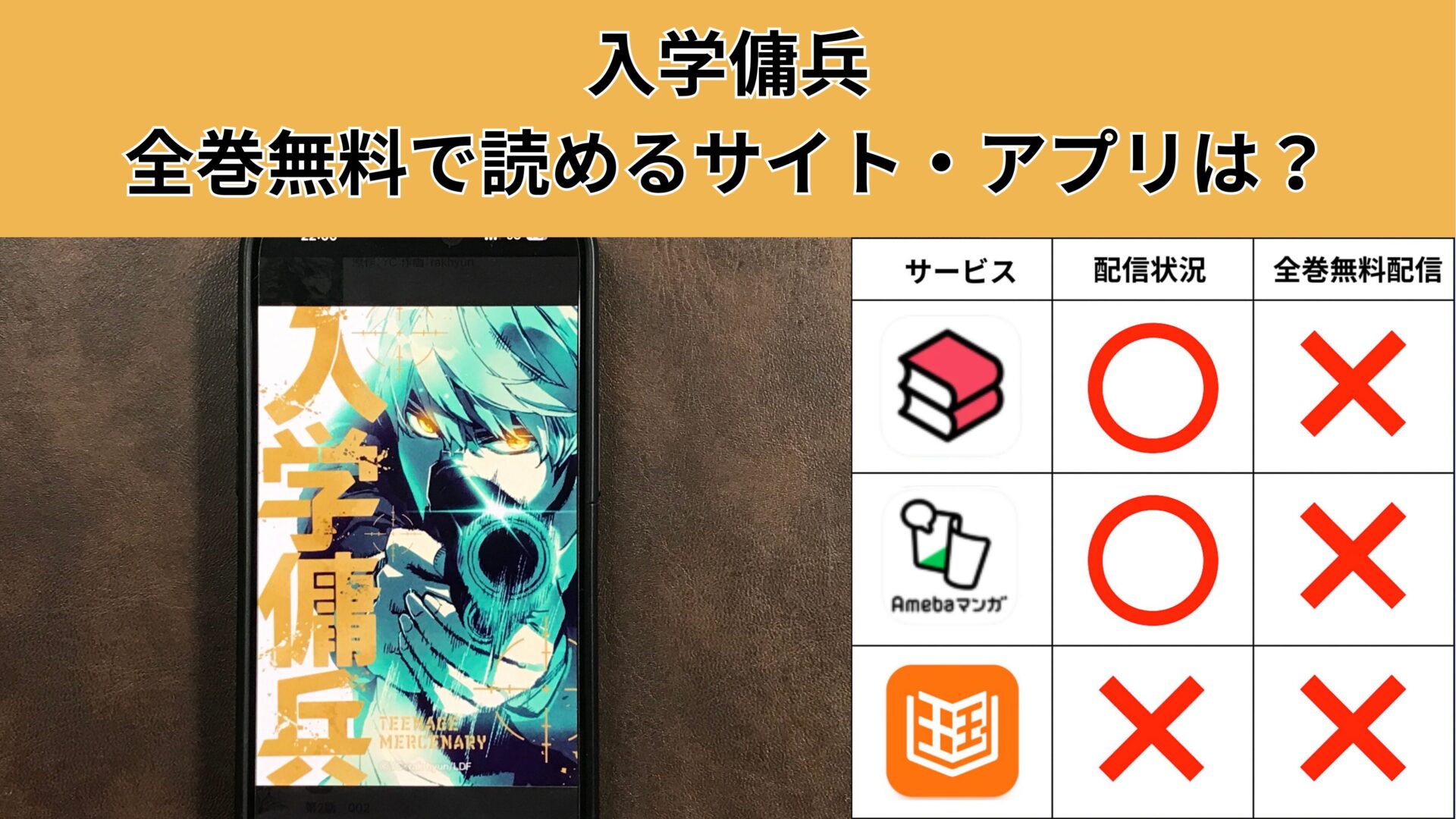 入学傭兵の漫画を全巻無料で読むには？お得に読めるアプリやサイトを 