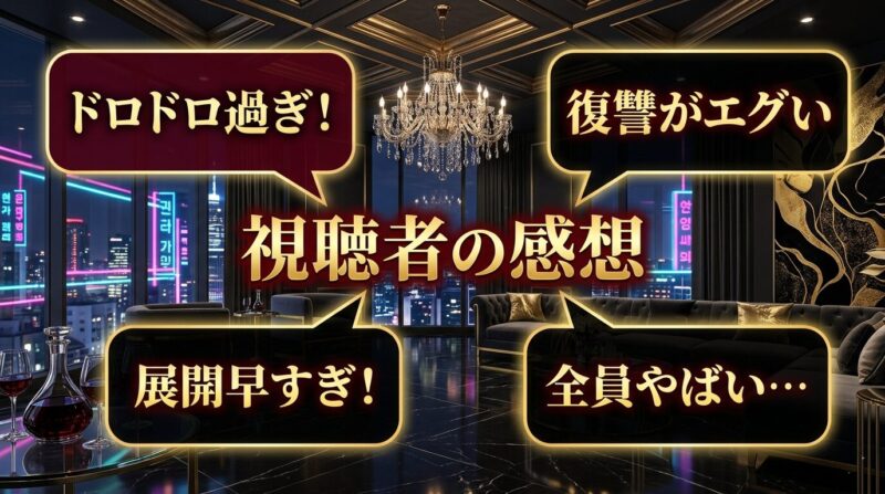 『ペントハウス1』の読者の感想を吹き出しでまとめた作品レビュー画像